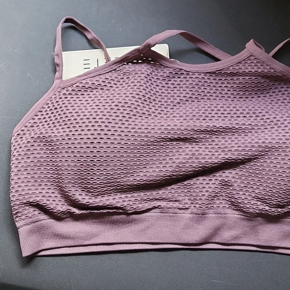 High Neck Mesh Overlay Sports Bra - Picture 3 of 7